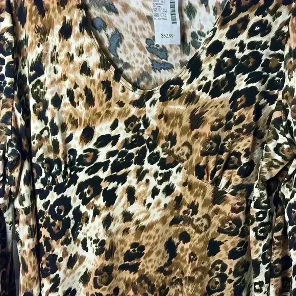 Fashion Bug Leopard Print Bell Sleeve Trapeze Stretch Top Size 22/24W NWT - Picture 5 of 8